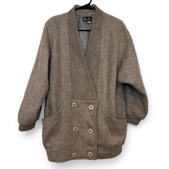 Sanrio Jackets & Blazers - VTG unisex Sanro Melbourne Wool Coat Grey Lana Fleece unisex S/M 8